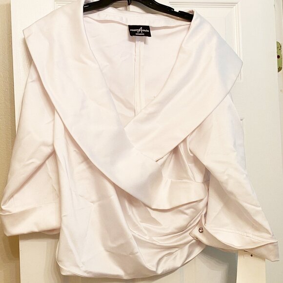 New Positive Attitude Nordstrom White Satin Formal Surplice Top - Picture 1 of 5